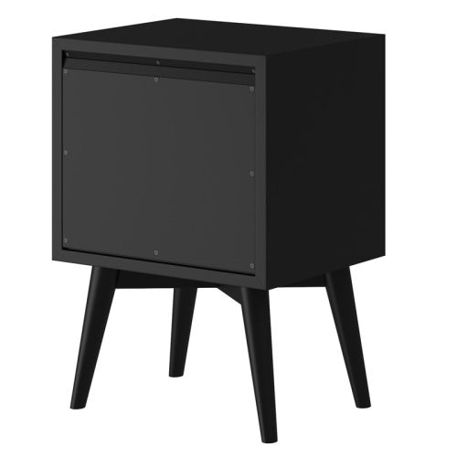 Alpine Furniture Flynn Mid Century Modern Wood 2 Drawer Nightstand in Black