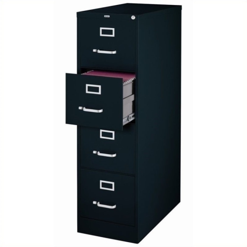 BOWERY HILL  22"d Metal 4 Drawer Letter Width Vertical File Cabinet In Black