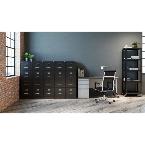 Bowery Hill 22"D Metal 4 Drawer Letter Width Vertical File Cabinet Black