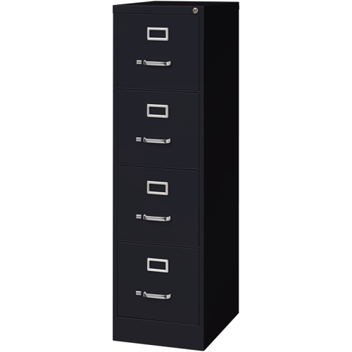 Bowery Hill 22"D Metal 4 Drawer Letter Width Vertical File Cabinet Black