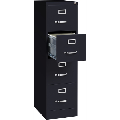 Bowery Hill 22"D Metal 4 Drawer Letter Width Vertical File Cabinet Black