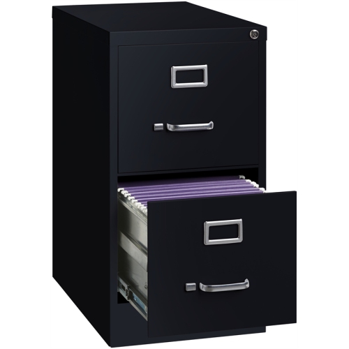 Bowery Hill 22"D Metal 2 Drawer Letter Width Vertical File Cabinet Black