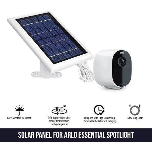 Wasserstein Solar Panel with 13ft Cable for Arlo Essential Spotlight/XL Spotlight Camera Only - Power Your Arlo Camera Continuously