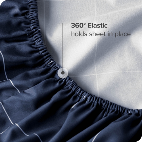 Drap-housse de base - microfibre anti-plis ultradouce 1800 - Hypoallergénique - Pochette profonde - quadrillé - minuit/blanc, grand lit