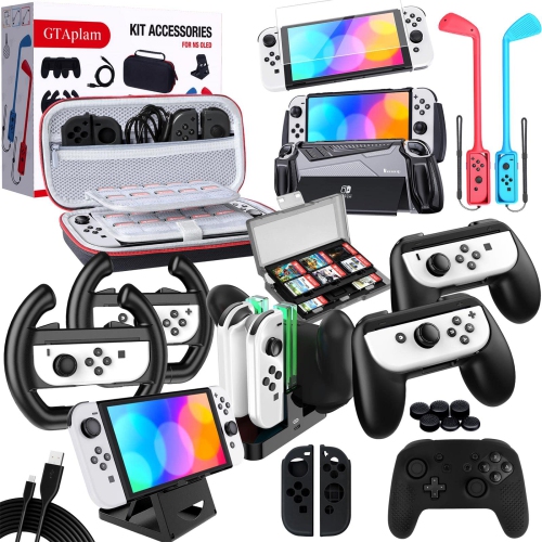 22 in 1 GTAplam Case Accessories Kit Compatible with Nintendo Switch OLED Travel Accessory Bundle with Carry Case Screen P Best Buy Canada