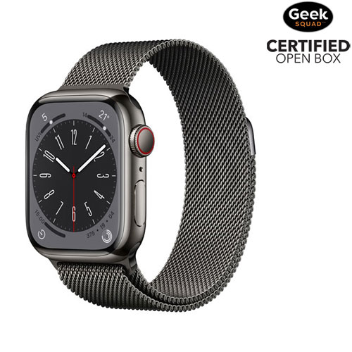 Open Box -Apple Watch Series 8 (GPS + Cellular) 41mm Graphite Stainless  Steel Case w/ Graphite Milanese Loop -Small/Medium