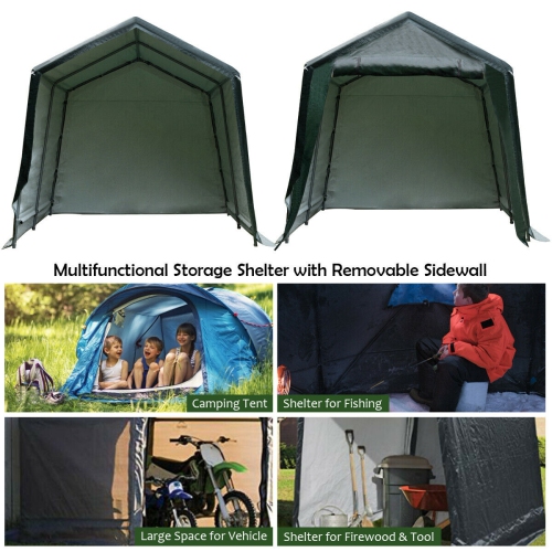 Gymax 10'x10' Patio Tent Carport Storage Shelter Shed Car Canopy Heavy Duty Green
