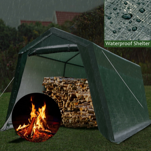 Gymax 10'x10' Patio Tent Carport Storage Shelter Shed Car Canopy Heavy Duty Green