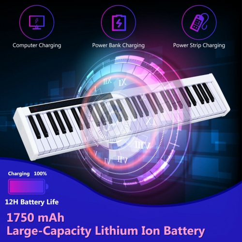 Gymax 61 Key Digital Piano Recital MIDI Keyboard White