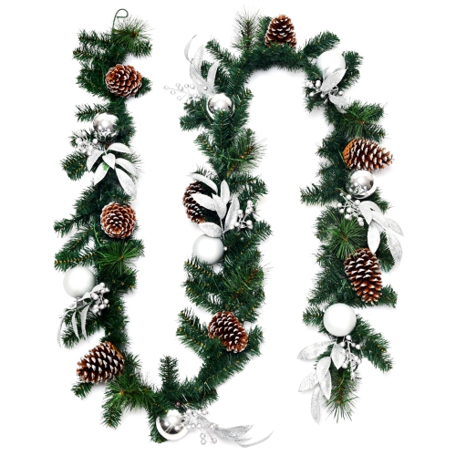 Gymax 9FT Pre-lit Christmas Decoration Garland Rattan w/ 50 LED Lights Timer