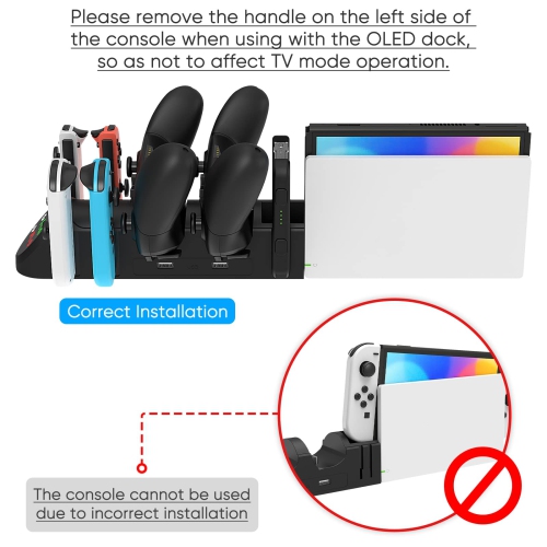 Charger Dock for Nintendo Switch/Switch OLED Joycons & for Pro Controller, MENEEA Switch Replacement Accessories Multifuncti