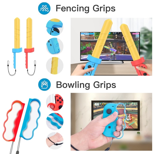 Switch Sports Accessories Bundle for Switch, 12 in 1 Family Accessories Kit with Sword, Grip, Golf Clubs, Leg Straps, Tennis