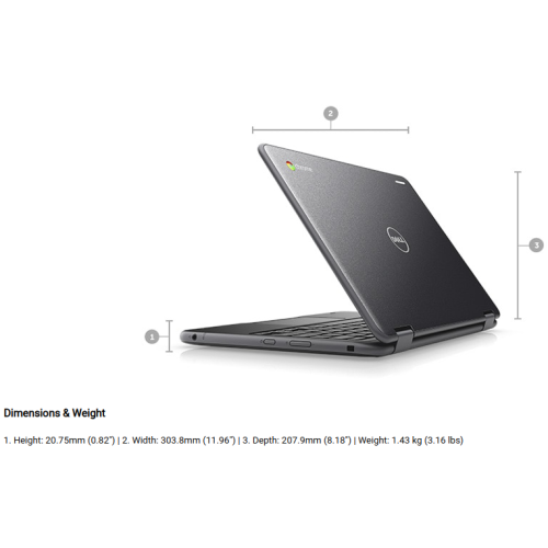 Remis à neuf - Chromebook tactile 11 3189 2-en-1 convertible de Dell | HD de 11,6 po | N3060 d'Intel jusqu'à 2,48 GHz | 4 Go | 32 Go |