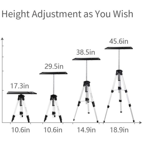 VANKYO Aluminum Tripod Adjustable Projector/Laptop Stand, Multi-Function Stand, Height 17'' to 46'' for Laptop with Plate and Carrying Bag - Silver