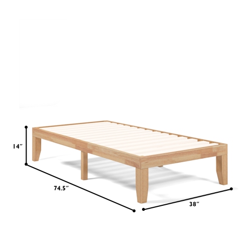 Gymax 14'' Twin Size Wooden Platform Bed Frame w/ Strong Slat Support