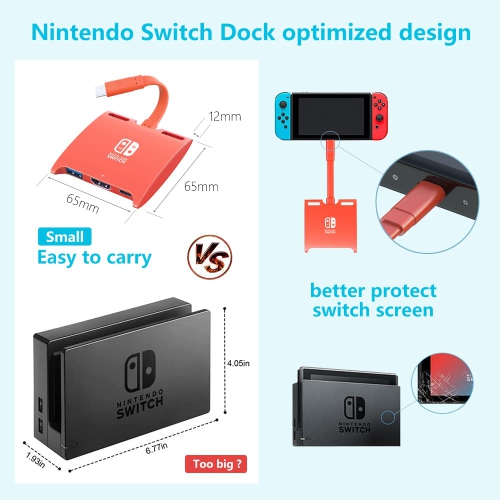 HARIBOL Switch Dock, 4K@60Hz for Nintendo Switch Dock, 1080P@60Hz for Nintendo Switch Docking Station, Mini Switch Dock with