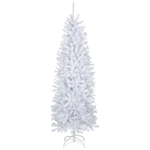 6.5' Pre-Lit Slim Geneva White Spruce Artificial Christmas Tree, Blue ...