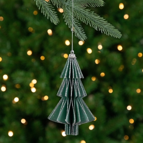 6" Glittered Green Christmas Tree Ornament