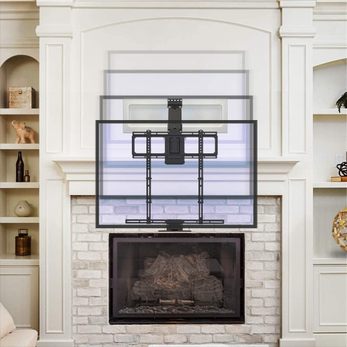 MantelMount MM540 Above Fireplace Pull Down TV Mount - with Patented Heat-Sensor Handles, soundbar Attac