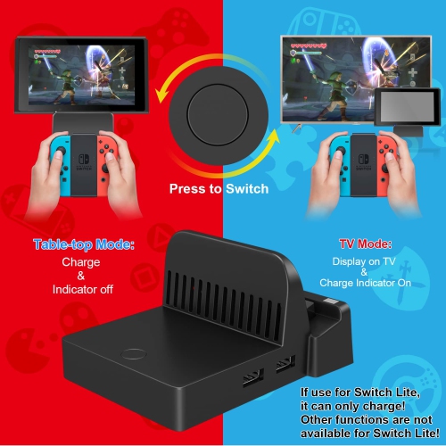 Ponkor Switch Docking Station, Portable Replacement Charging Dock for Official Nintendo Switch with USB 3.0 Port(Upgraded Ve