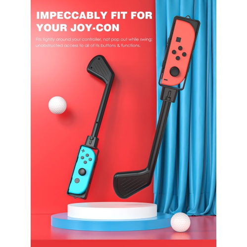 MoKo Golf Clubs Fit with Nintendo Switch Mario Golf: Super Rush Golf/Switch Sports, 2 Pack Hand Grips Game Accessories Fit S