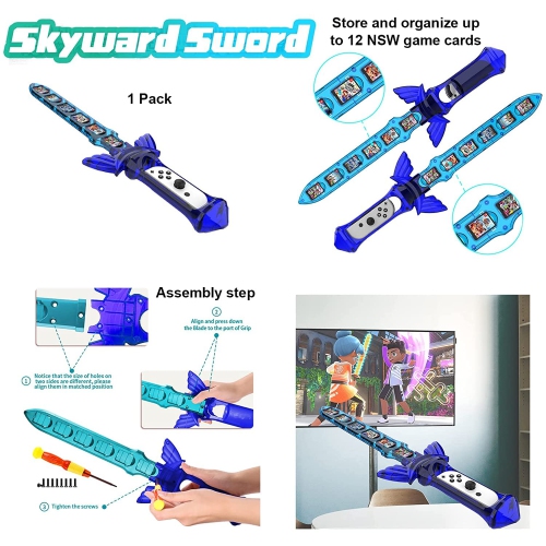 VoSinrly Switch Sports Accessories Bundle, 9 in 1 Family Sport Kit for Switch & Switch OLED: Mario Golf Clubs, Skyward Sword