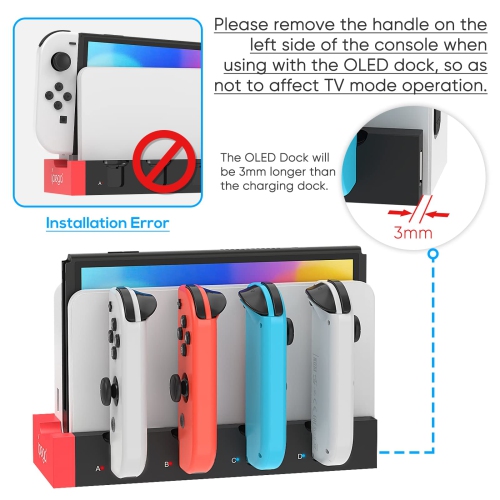 Charger for Nintendo Switch/OLED Model Joy-con, Charger Dock Stand for Joy-Cons Accessories with LED Indication, Support to