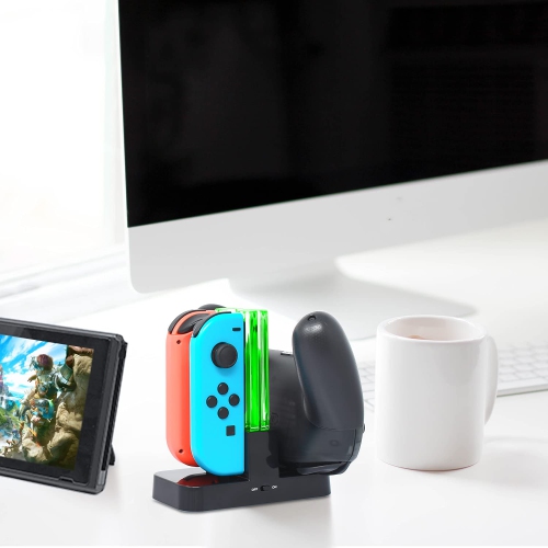 Charger Compatible with Switch Pro Controllers and Compatible with JoyCons,Charging Stand for Switch with 2 Type-C USB Ports