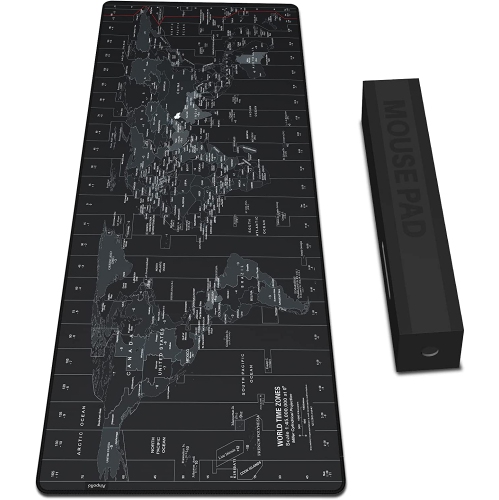 A Extended Speed Gaming Mouse Pad Large Size 35.4 X 15.7X 0.12inches Desk Mat Mousepad with Personalized Design - Black World Map