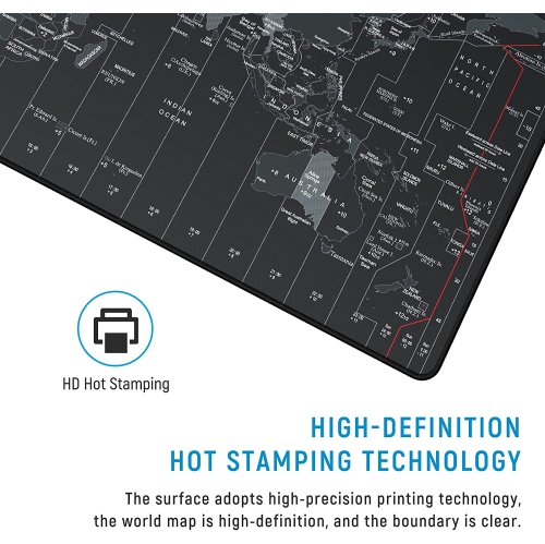 A Extended Speed Gaming Mouse Pad Large Size 35.4 X 15.7X 0.12inches Desk Mat Mousepad with Personalized Design - Black World Map