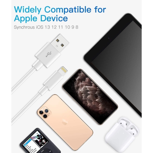 Q Lightning Cable MFi Certified, 3 Pack 3ft Lightning to USB-A Cable for iPhone Charger Compatible with iPhone 13 12 11 pro max 11 pro Xs Max XR X 8