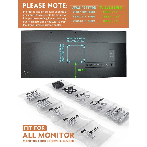Single LCD Computer Monitor Free-Standing Desk Stand Riser for 13 inch to 32 inch Screen with Swivel, Height Adjustable, Rotation, Holds One Screen