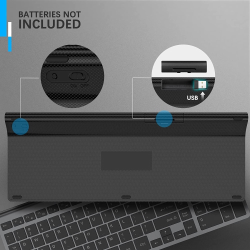 Wireless Keyboard, J 2.4G Slim and Compact Wireless Keyboard for PC, Mac,iMac,Desktop, Computer, Laptop, Smart TV,Windows XP/Vista/7/8/10 by J -Black