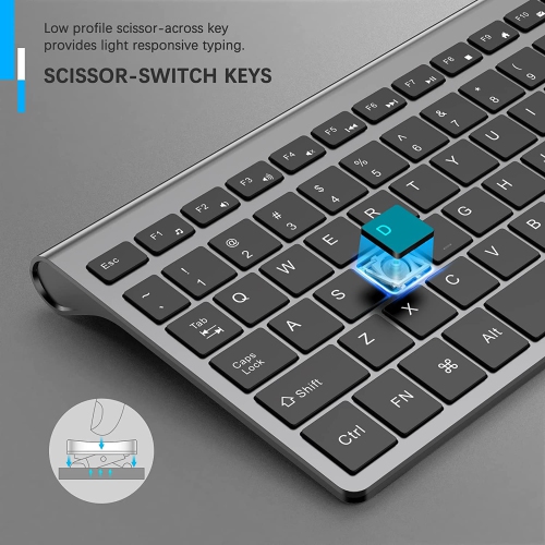 Wireless Keyboard, J 2.4G Slim and Compact Wireless Keyboard for PC, Mac,iMac,Desktop, Computer, Laptop, Smart TV,Windows XP/Vista/7/8/10 by J -Black