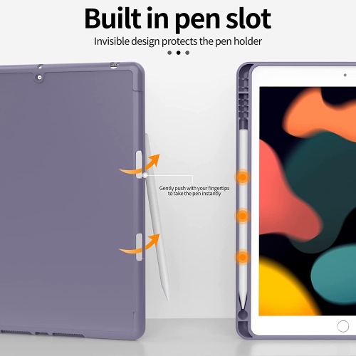 K iPad 10.2 Case for iPad 9th Generation 2021 / iPad 8th Generation 2020 / iPad 7th Gen 2019 with Pencil Holder, Auto Sleep/Wake for Slim Soft Back