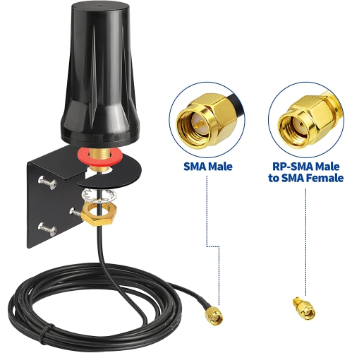 B 4G LTE Outdoor Wall Mount Waterproof Antenna SMA Male Antenna Compatible with Verizon AT&T T-Mobile Sprint 4G LTE Router Gateway Modem Cell Phone