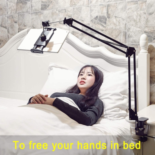 S Tablet Stand for Bed,360 Degree Rotating Bed Tablet Mount Holder Stand with Aluminum Arm for iPad,iPhoneXS,N-Switch, Amazon Kindle Fire,or Other