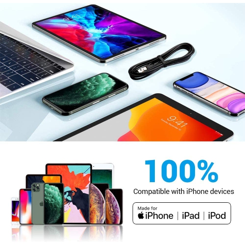 i iPhone iPad Charger, 3 Pack 6ft iPhone iPad Charger Cable Cord, Mfi Certified Lightning Cable, Compatible with iPhone 14 13 12 11 Xs Max XR X 8 7