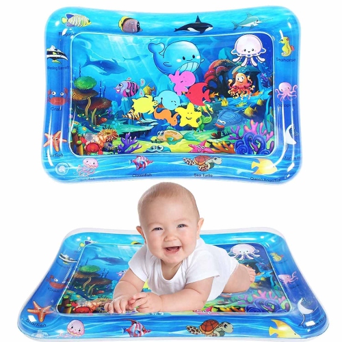 ISTAR Inflatable Tummy Baby Water Play Mat Toys for 3 to 12 Months, Strengthen Your Baby's Muscles, Portable