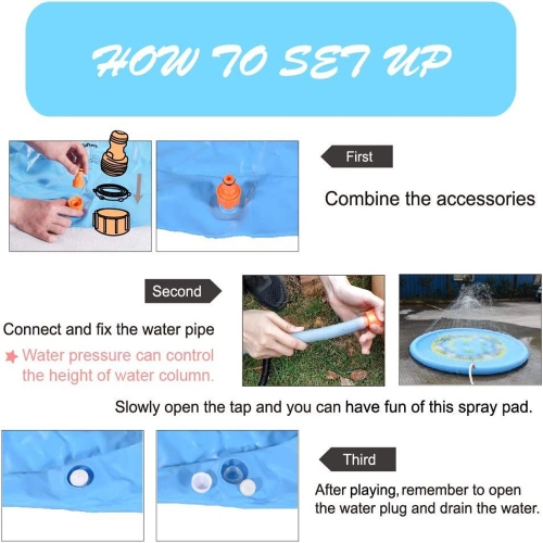 Sprinkle & Splash Play Mat, Upgraded 67" Summer Outdoor Water Toys Wading Pool Splash Pad for Toddlers Baby, Outside Water Play Mat for 1-10 Years