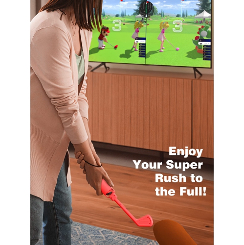 Golf Clubs Fit with Nintendo Switch Mario Golf: Super Rush Golf/Switch Sports, 2 Pack Hand Grips Game Accessories Fit Switch/Switch OLED Joy-Con
