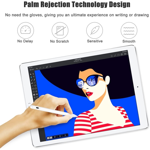 Stylus Pen for iPad with Palm Rejection, Active Pencil Compatible with Apple iPad Pro 11/12.9 Inch, iPad 10.2 7th/8th/9th Generation, iPad 6th, iPad