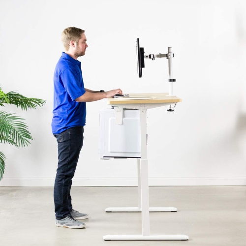 V Premium Aluminum Heavy Duty Monitor Arm for Ultrawide Monitors up to 49 inches and 33 lbs, Single Desk Mount Stand, Pneumatic Height, Max VESA