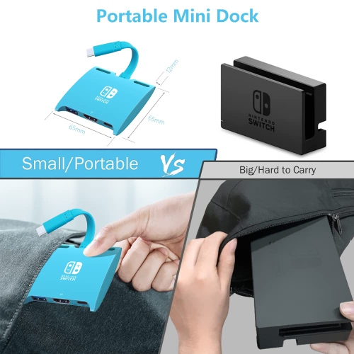 HARIBOL Switch Dock for Nintendo, Compact Size Switch Dock, Portable Nintendo Switch Docking Station with HDMI, USB and 100W