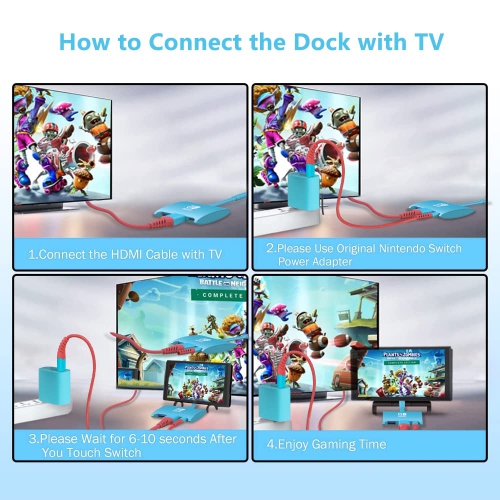 HARIBOL Switch Dock for Nintendo, Compact Size Switch Dock, Portable Nintendo Switch Docking Station with HDMI, USB and 100W