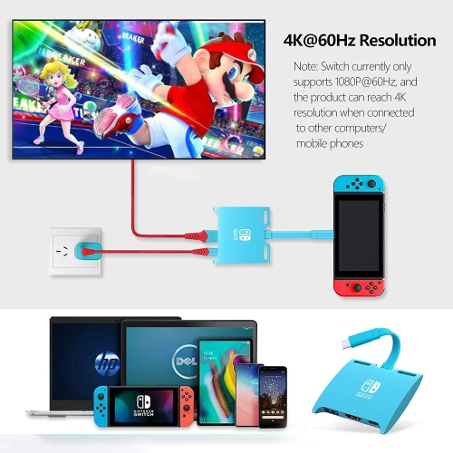 HARIBOL Switch Dock for Nintendo, Compact Size Switch Dock, Portable Nintendo Switch Docking Station with HDMI, USB and 100W