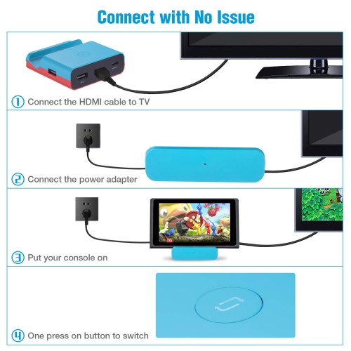 Charging Dock for Nintendo Switch, Powerextra Dual Mode TV Converter and Portable Base Switch with 4K HDMI Port Adapter, Typ