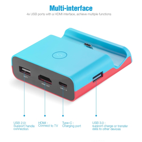 Charging Dock for Nintendo Switch, Powerextra Dual Mode TV Converter and Portable Base Switch with 4K HDMI Port Adapter, Typ