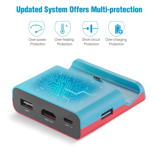 Charging Dock for Nintendo Switch, Powerextra Dual Mode TV Converter and Portable Base Switch with 4K HDMI Port Adapter, Typ