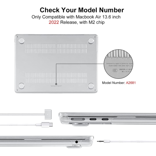 E Compatible with New MacBook Air 13.6 inch Case 2022 A2681 M2 Chip with Retina Display,Sparkly Plastic Hard Shell Case + TPU Keyboard Skin Cover +